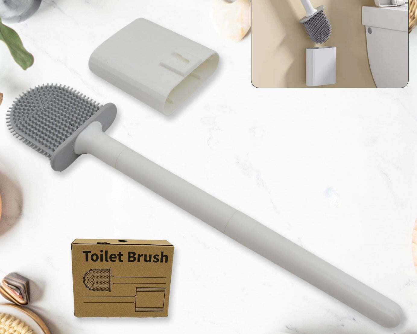 Portable Silicone Toilet Brush with Holder Flex Toilet Brush - Wall Mounted Anti-drip Set Toilet Cleaner Brush | Non-Slip Long Handle Toilet Brush Pack of 1