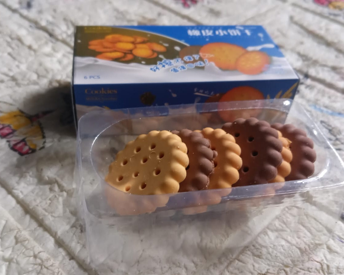 Pack of 6 Erasers Erasers Stationery School Rubber Schools Sketches Office Sign Kid Party Favour Gift Toy Gift Creative Christmas Birthday Gift in Shape Biscuits (6 Pcs Set)