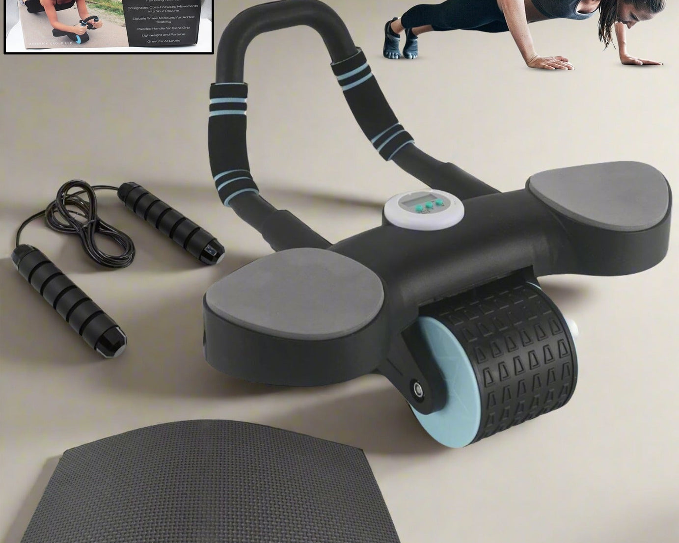 Elbow Support Roller with Timer & Skipping Rope
