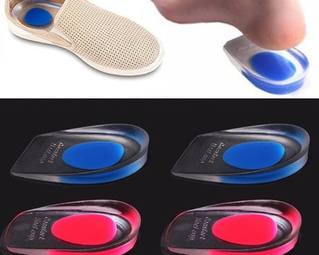 Comfortable gel heel cups for reducing foot pain.
