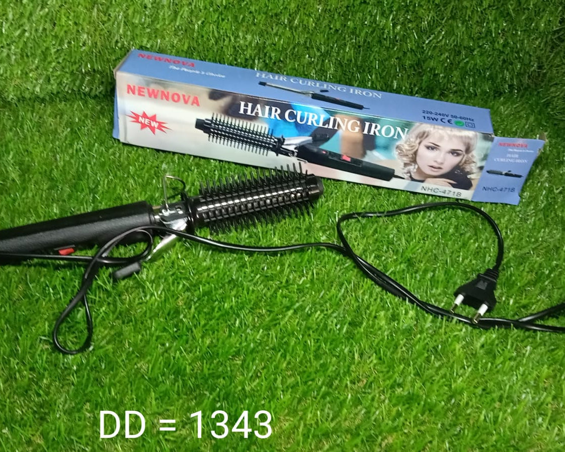 Black curling iron with a heat-resistant tip.