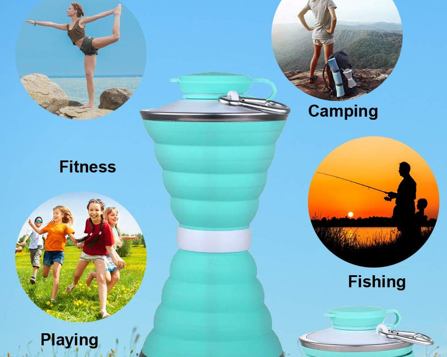 Folding refillable water bottle