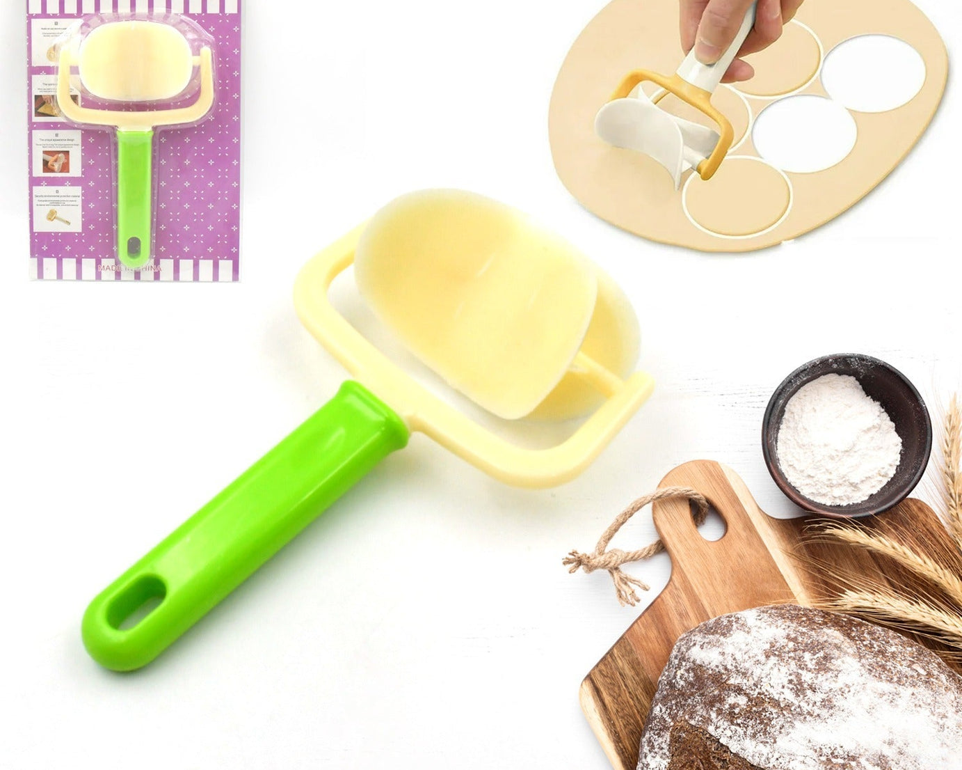 Plastic Round Roll Forming Cutter Cake Ball Tongs and Molds, Puri Cutter, Roller Machine for Baking Tools (1 Pc Mix Color)