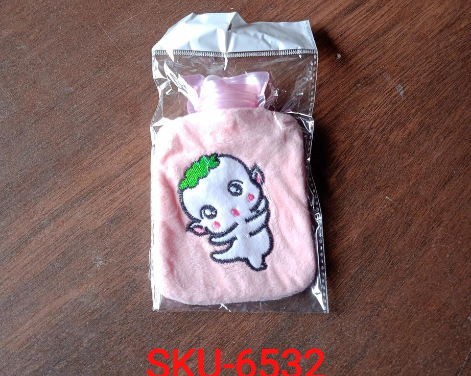 6532 Pink Cartoon small Hot Water Bag with Cover for Pain Relief, Neck, Shoulder Pain and Hand, Feet Warmer, Menstrual Cramps.