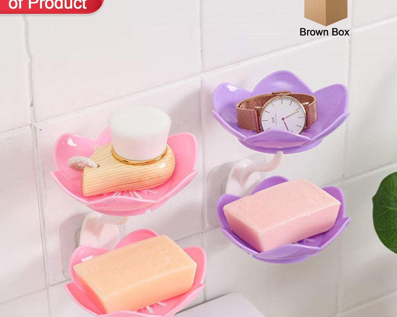 Dabble Layer Flower Self Draining Soap Dish Holder, Bathroom Shower Soap Holder Dish Storage Plate Tray for Bathroom, Kitchen, Bathtub