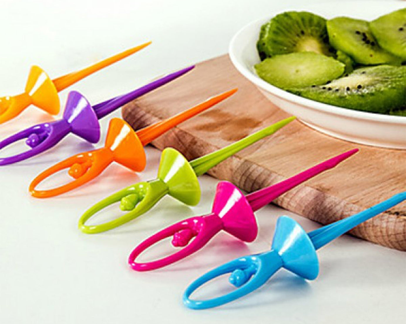 Dancing doll fruit fork cutlery set with stand, 6 pieces