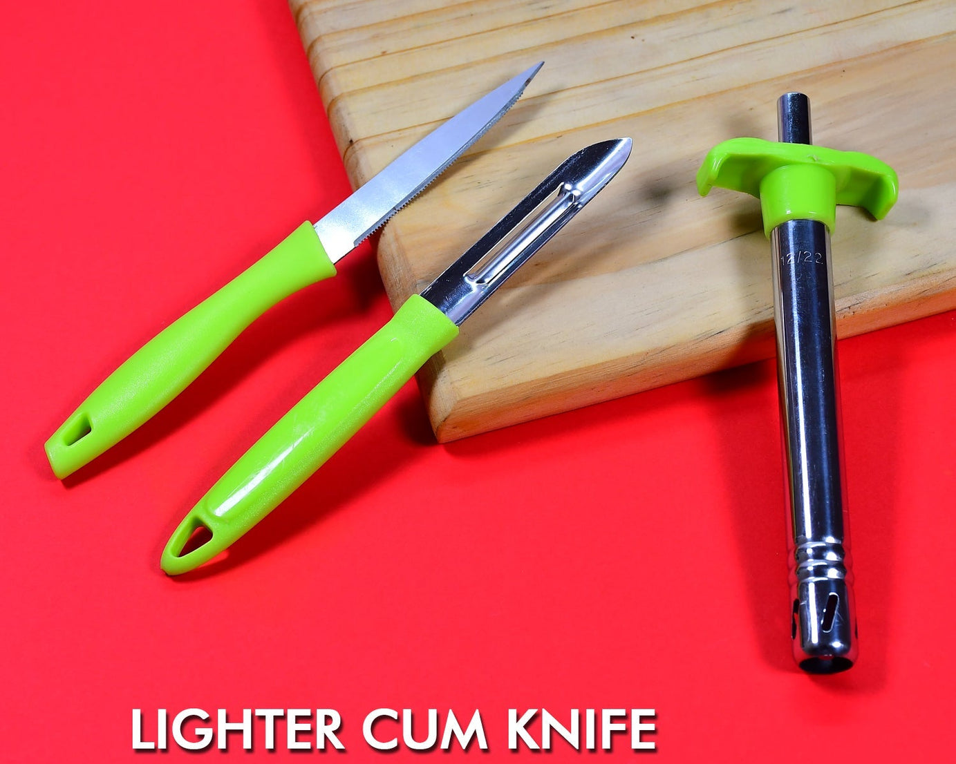 Compact lighter with knife and peeler features from Ganesh