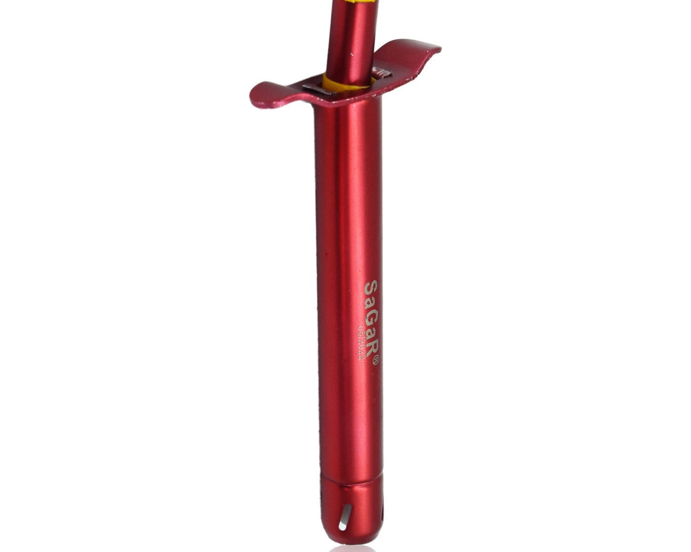 Ergonomic stainless steel lighter with a long handle for easy reach.