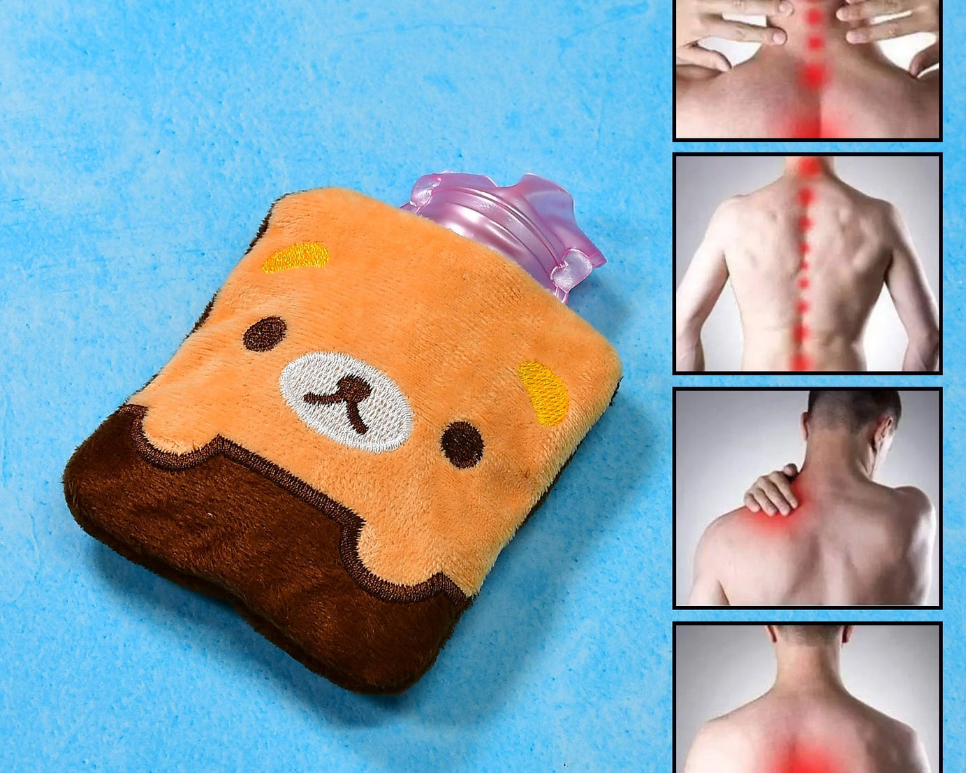 Small brown hot water bag with panda print cover