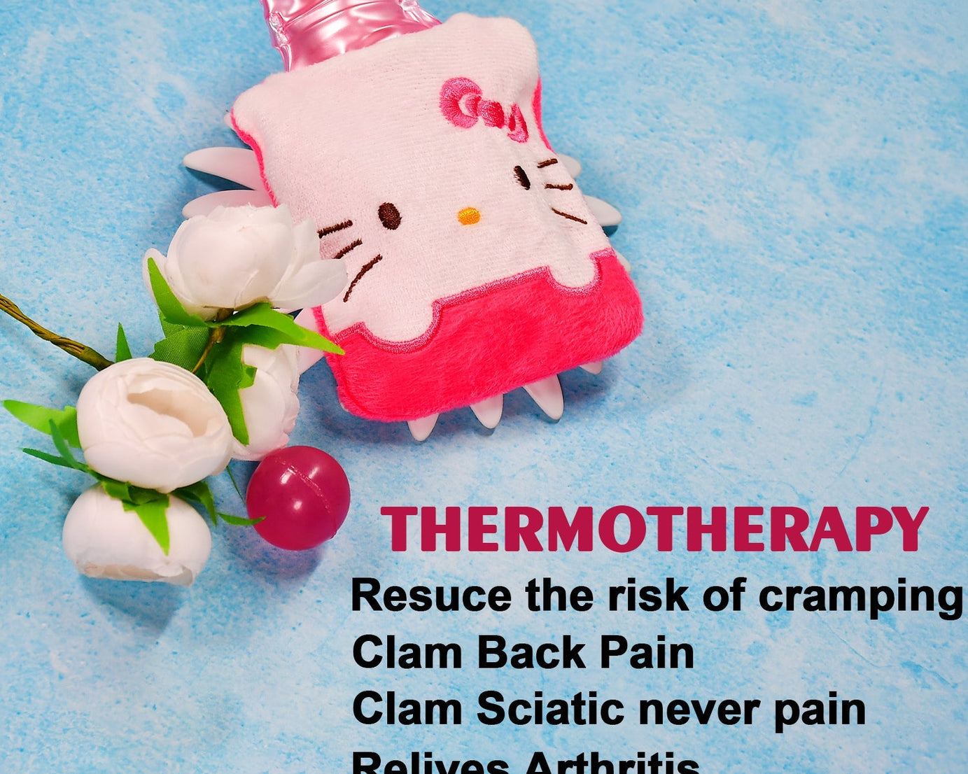Pink Hello Kitty Small Hot Water Bag with Cover for Pain Relief