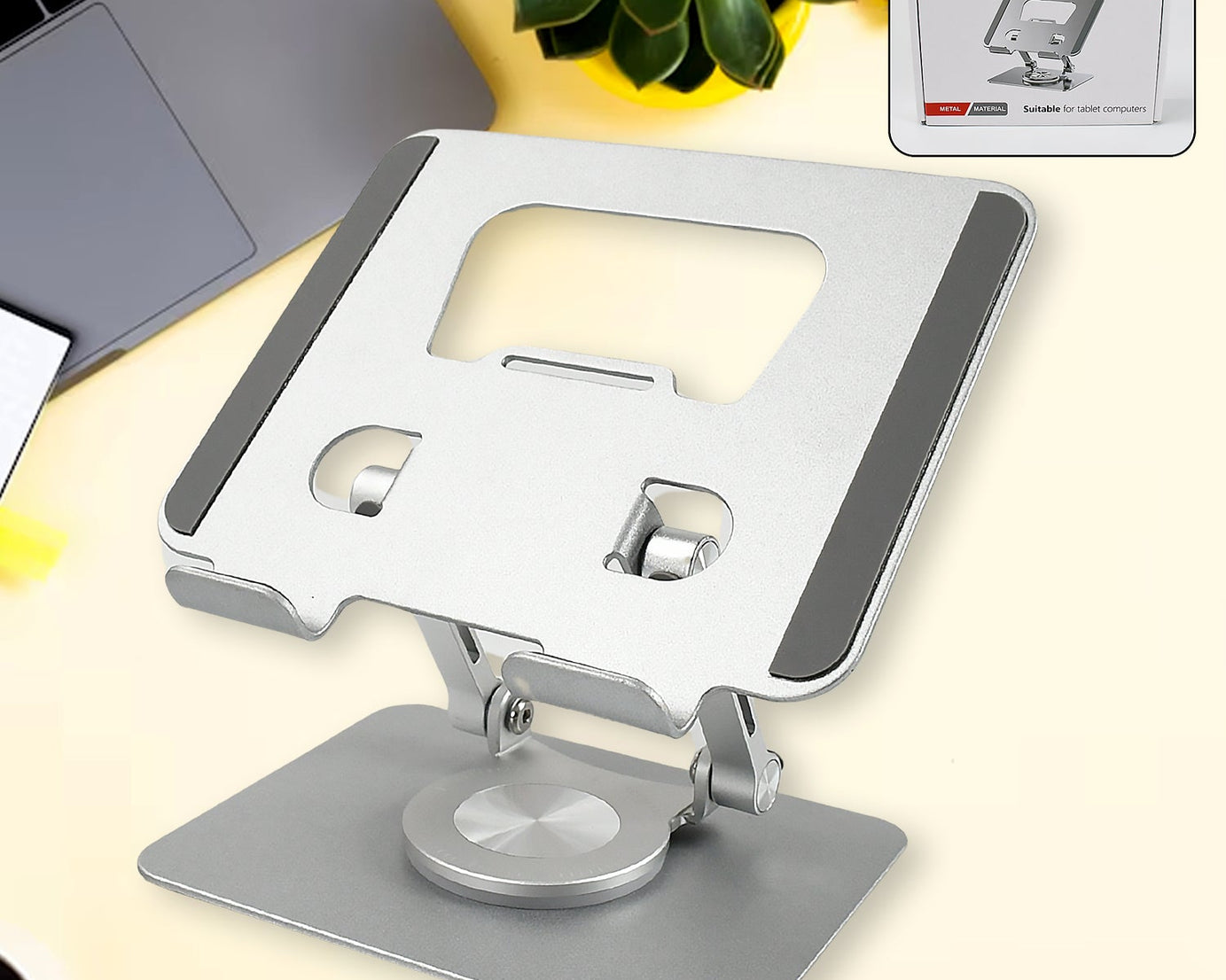 Aluminum Alloy 360°Rotating Bracket, Adjustable Tablet Stand, Portable Foldable Ergonomic Tablet Support