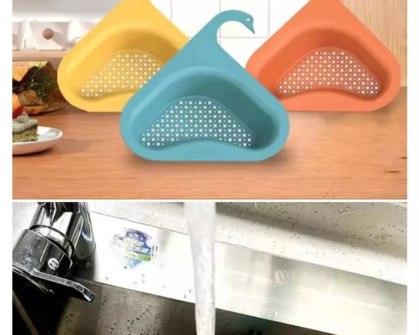 Strainer with swan design for preventing blockages in sinks