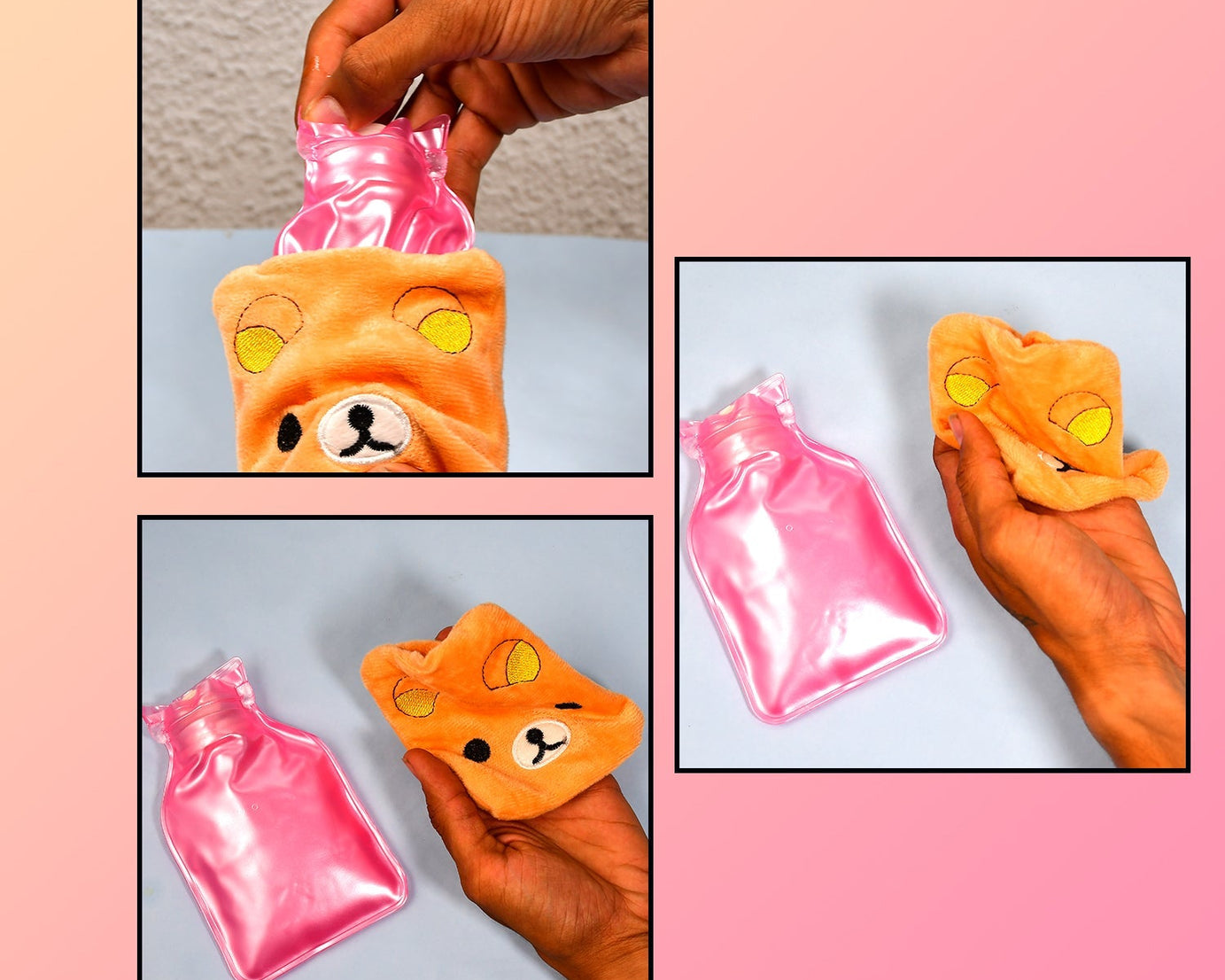 6503 Orange Panda small Hot Water Bag with Cover for Pain Relief, Neck, Shoulder Pain and Hand, Feet Warmer, Menstrual Cramps.