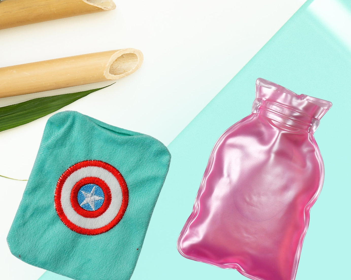 6517 Captain America's Shield small Hot Water Bag with Cover for Pain Relief, Neck, Shoulder Pain and Hand, Feet Warmer, Menstrual Cramps.