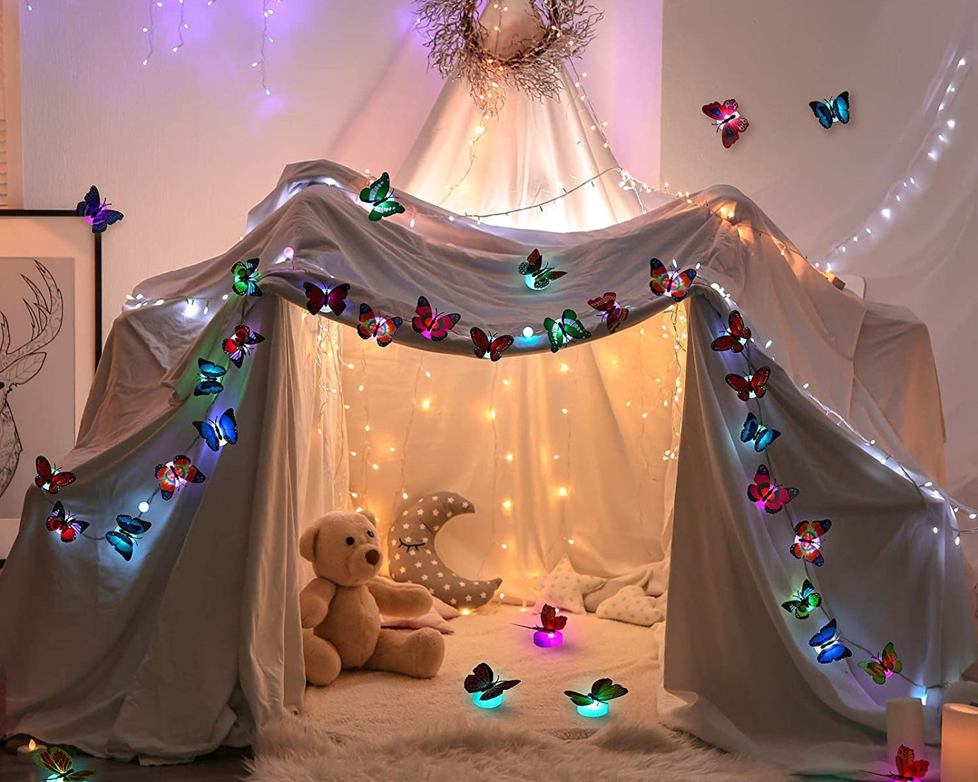 The Butterfly 3D Night Lamp Comes with 3D Illusion Design Suitable for Drawing Room, Lobby.n  (Loose)