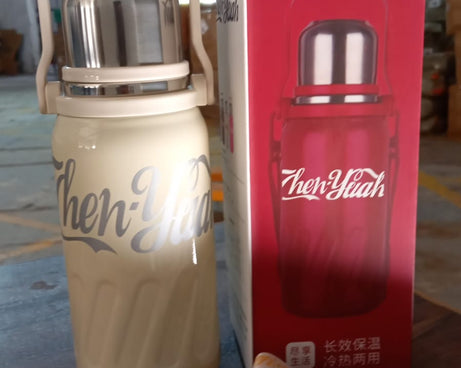 Stainless Steel Vacuum Insulated Water Bottle | Leak Proof Flask for Tea Coffee | Reusable Water Bottle with Hanging Strap | Bottle for Hot & Cold Drinks Wide Mouth Water Flask 1200 ML