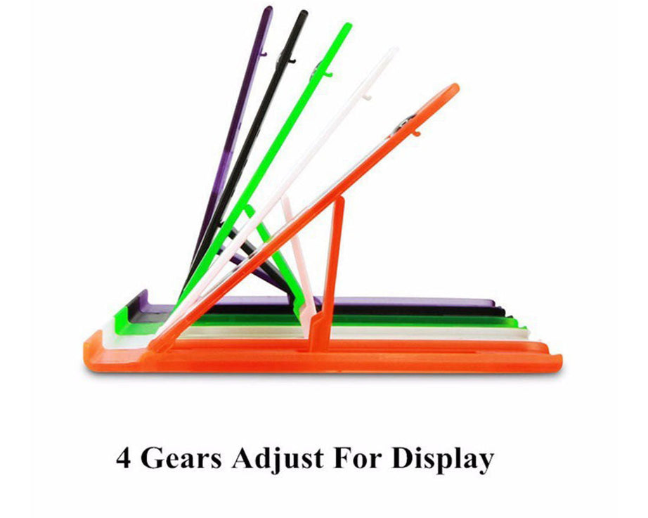 Foldable holder stand for mobile phones, ideal for travel and storage.