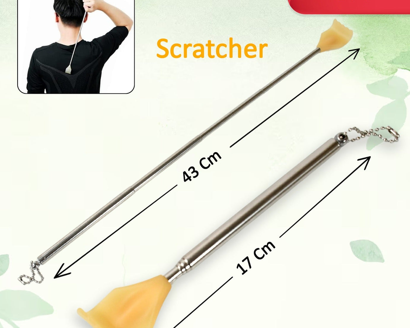 Back Scratcher Retractable Metal Tube Telescoping Massage Tool Portable Telescopic Back Scratchers for Women Men Adjustable 43cm, khujli (1pc)