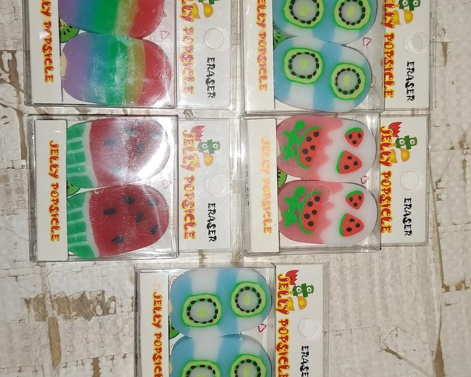 Jelly Popsicle Shape Fancy &amp; Stylish Erasers, Mini Eraser Creative Cute Novelty Eraser for Children Eraser Set for Return Gift, Birthday Party, School Prize (2 Pc Set| Mix Design)