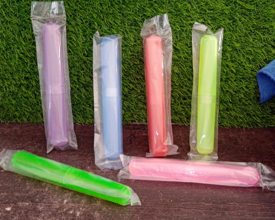 Portable toothbrush case with hygienic plastic design for travel.