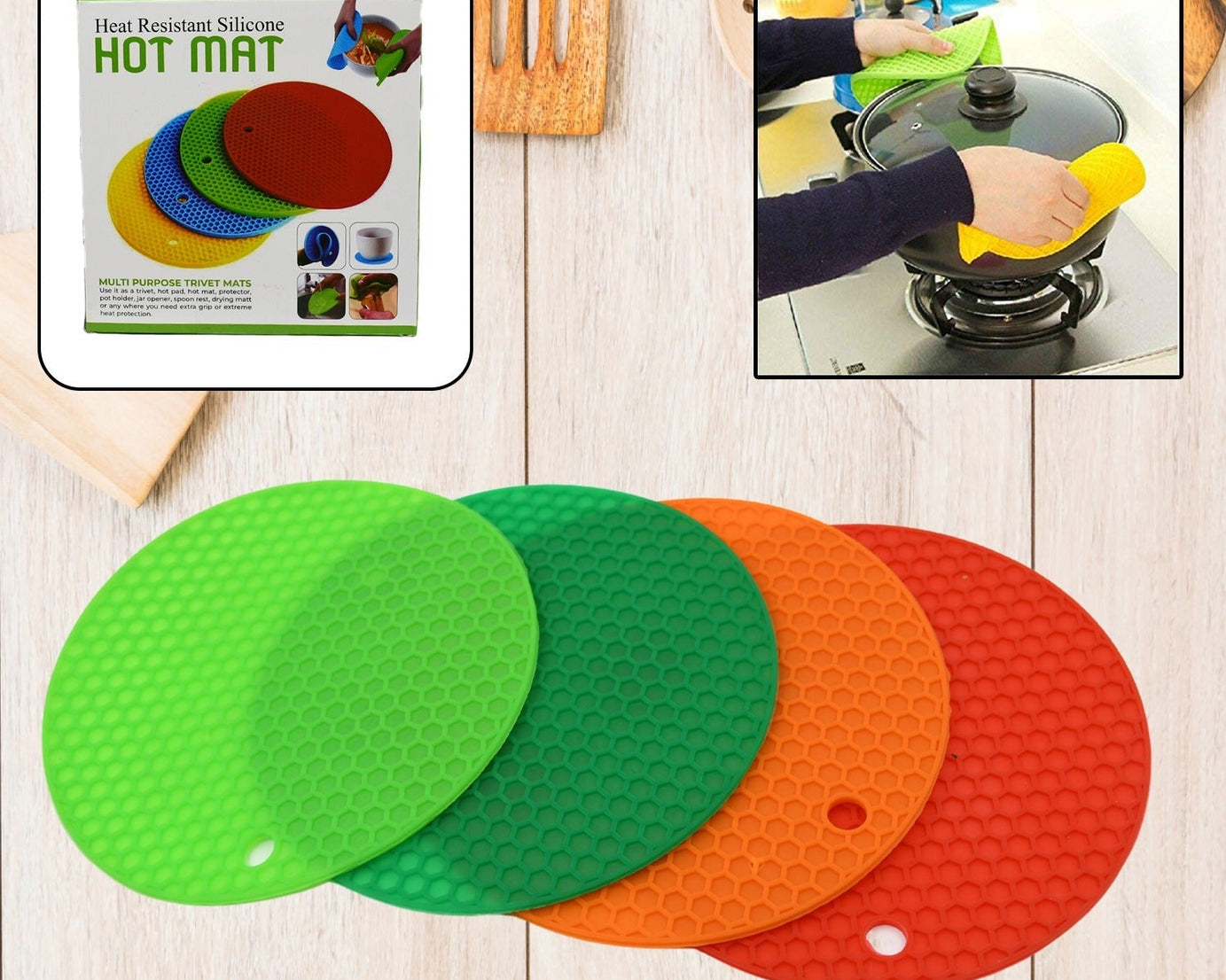Silicone mat for protecting surfaces from heat