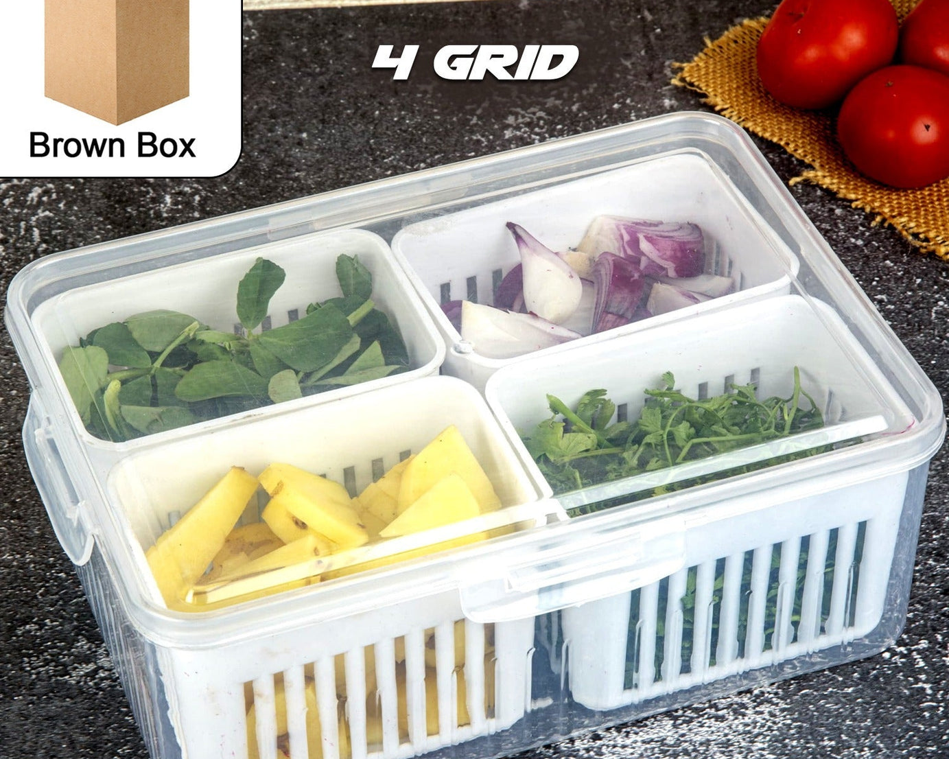 Fridge Storage Boxes Freezer Storage Containers, Container for Kitchen Storage Set, Storage in Kitchen, Vegetable Storage, Draining Crisper Refrigerator Food Box (1 Pc)