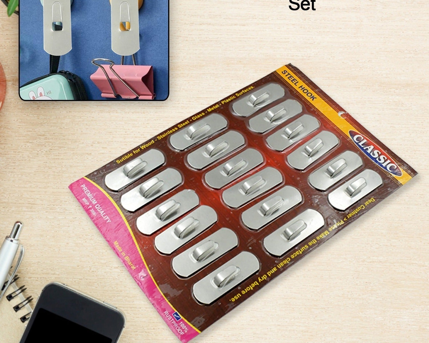 Stainless Steel Wall Hanging Hook 18pc