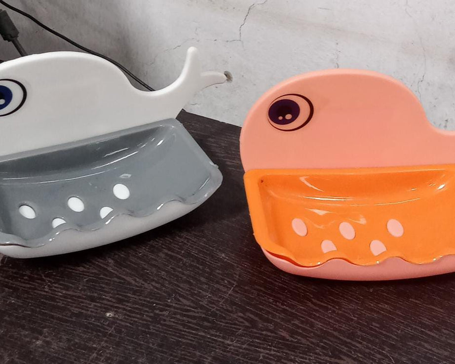 Fish-shaped wall soap holder, double layer, waterproof design