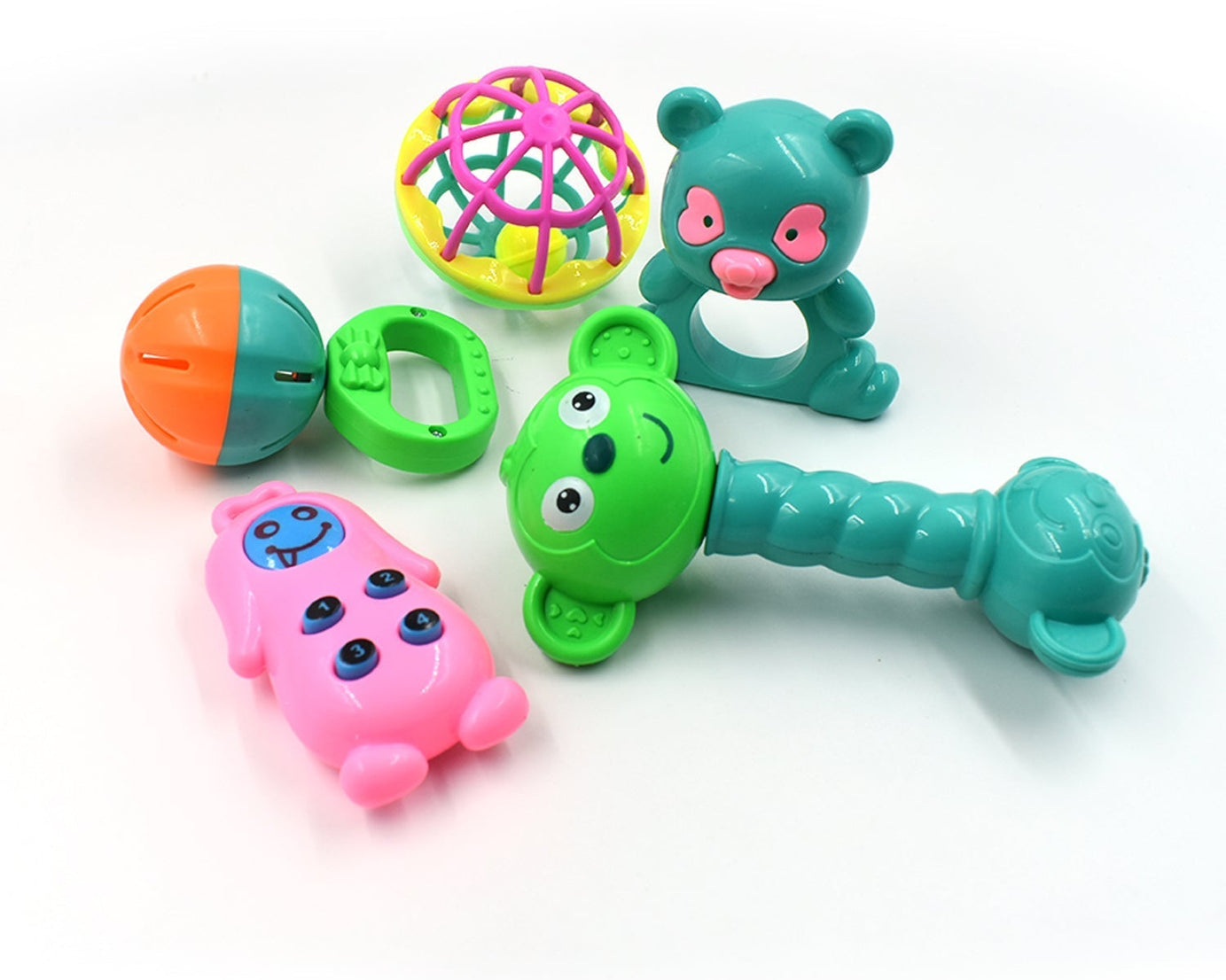 Set of colorful baby rattles