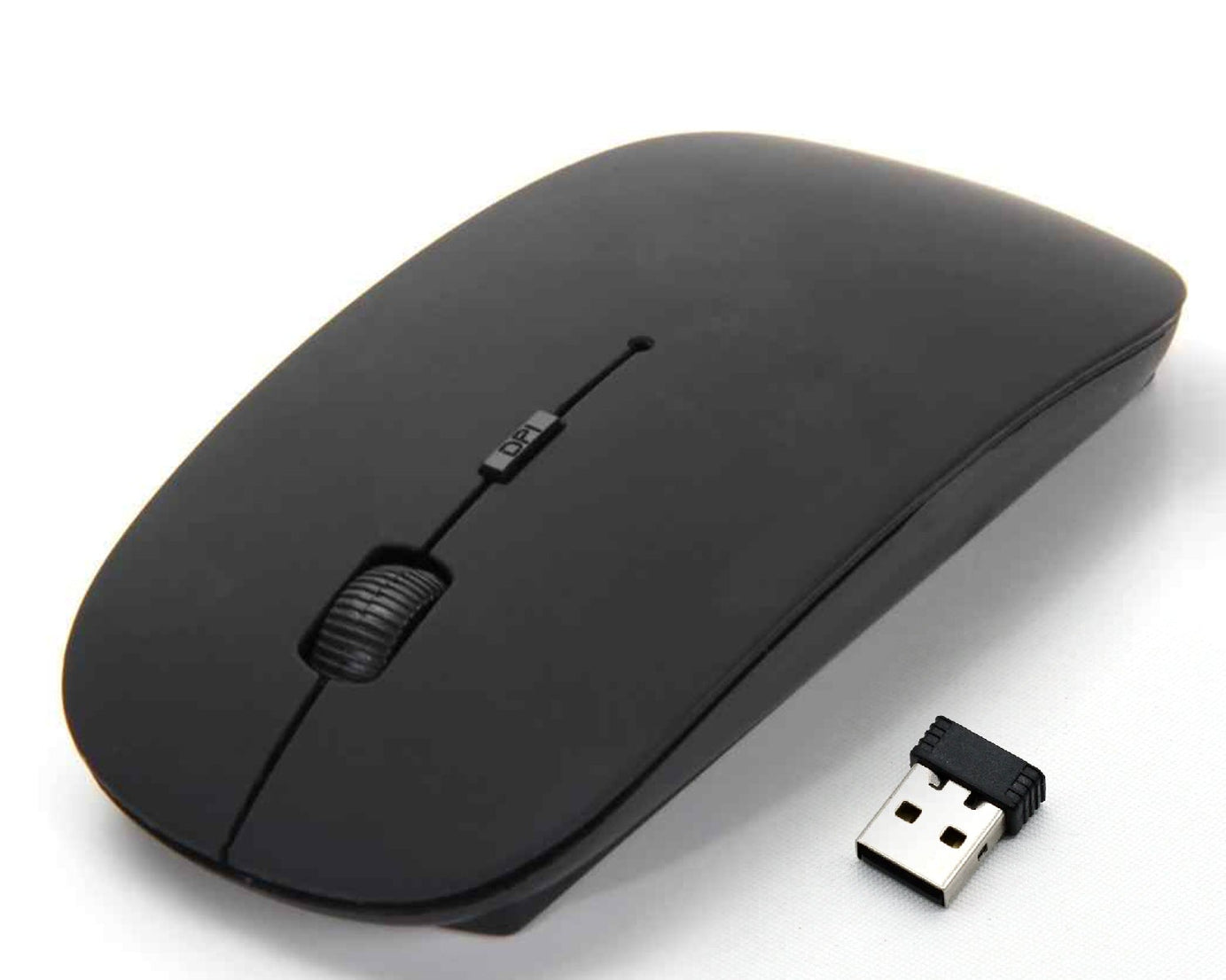 Stylish wireless mouse for PC, Mac, and iPad, easy to use.