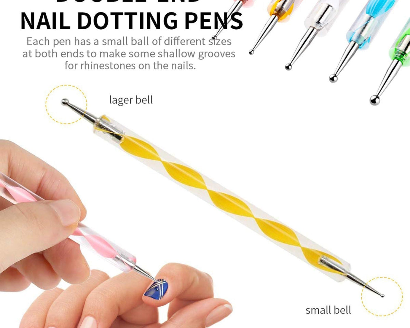 Nail Art Point Pen and Set Used by Women's for Their Fashion Purposes (Pack of 5Pcs)