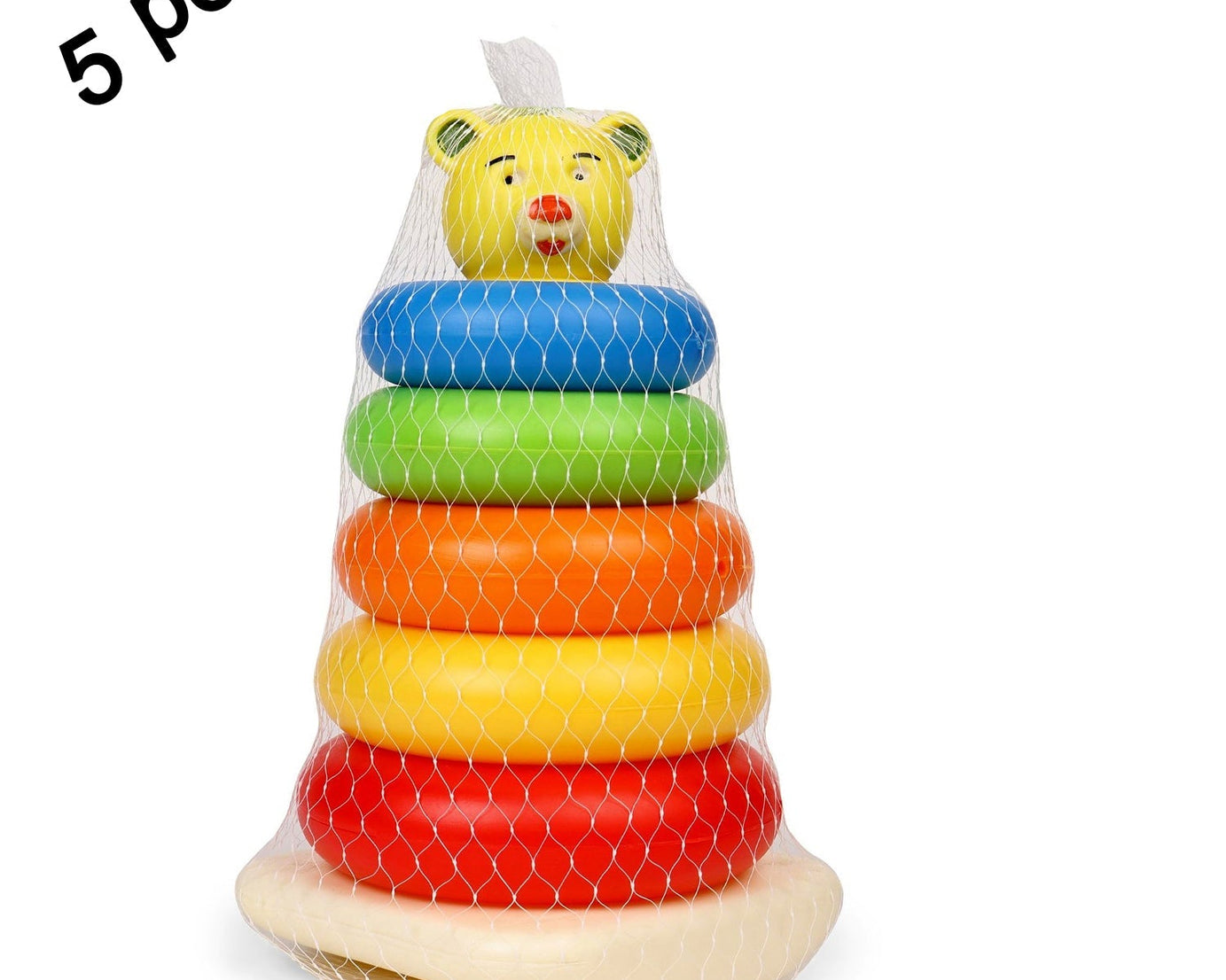 Plastic Baby Kids Teddy Stacking Ring Jumbo Stack Up Educational Toy 5pc