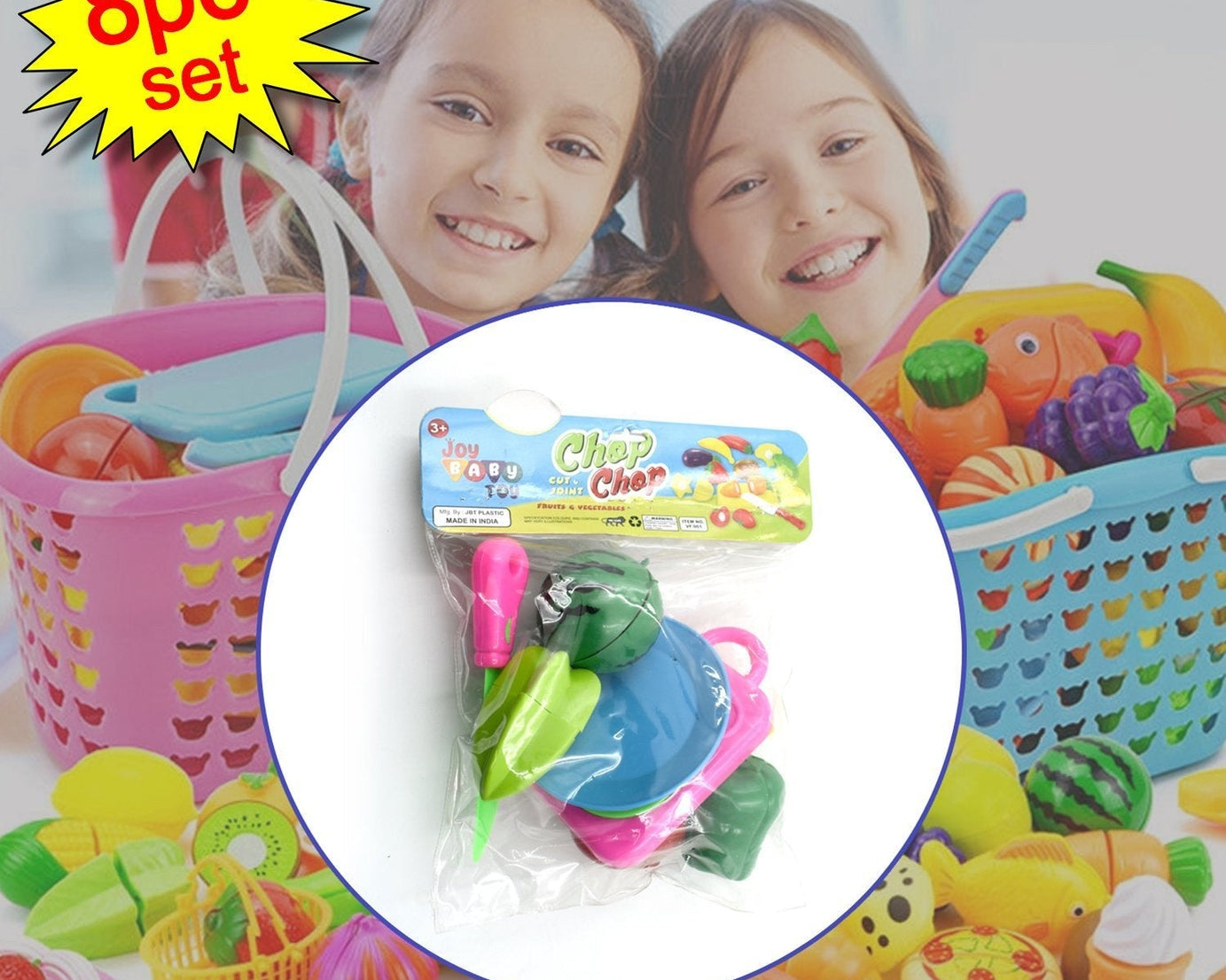 Sliceable plastic fruits set, realistic play food for kids