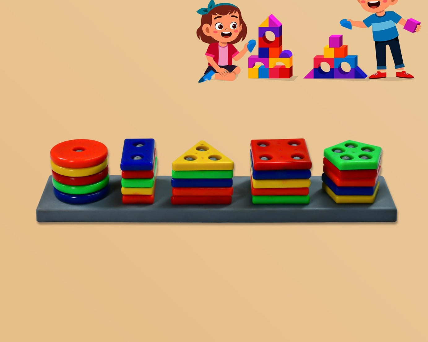 Colorful geometric block set with different angles for kids learning