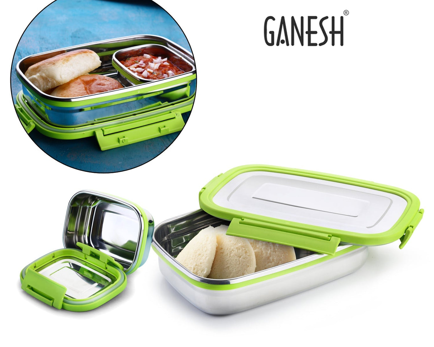 Stainless steel lunch pack with multiple compartments for meals