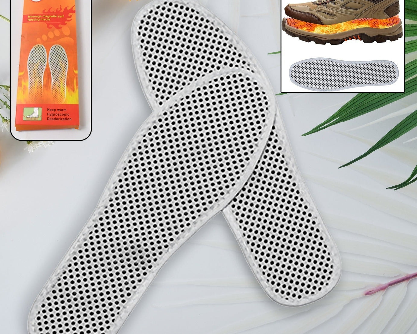 Massage Magnetic Self Heating Insole Shoe, Heating Insole for Women Men - Unisex Warm Insole - Thermal Insoles - Tourmaline Self Heating Shoe Inserts - Warm Shoe Pad (1 Pair)