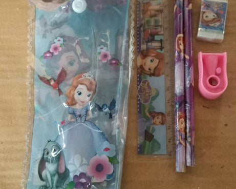 5 in 1 Mix Stationery Gift Set for Kids, Stationary Set Including 2 Pencil, Ruler, Rubber, Pencil Sharpener, School, Office Product Gift (5 Pcs Set)