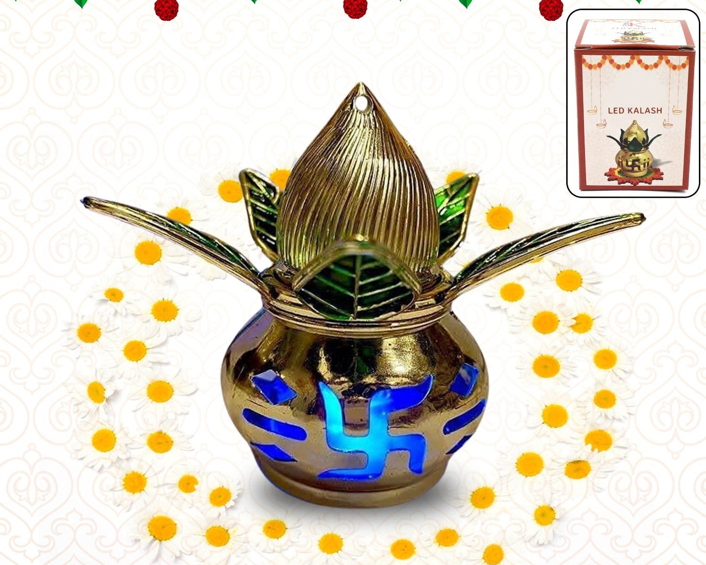 Gold Plated LED Kalash for Pooja Mandir