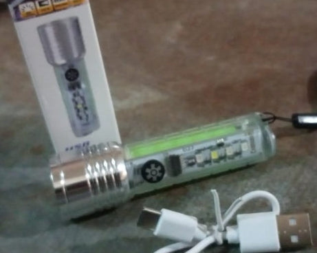 Pattern Flashlight USB Flashlight Rechargeable LED Torch Light (1 Pc)