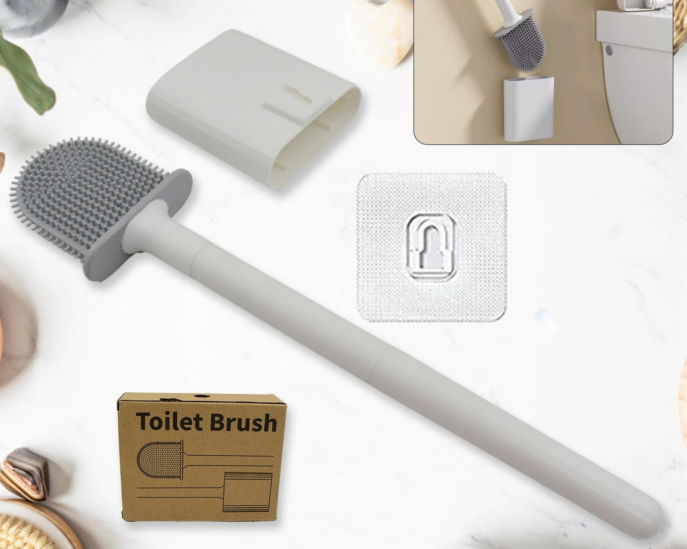 Portable Silicone Toilet Brush with Holder Flex Toilet Brush - Wall Mounted Anti-drip Set Toilet Cleaner Brush | Non-Slip Long Handle Toilet Brush Pack of 1