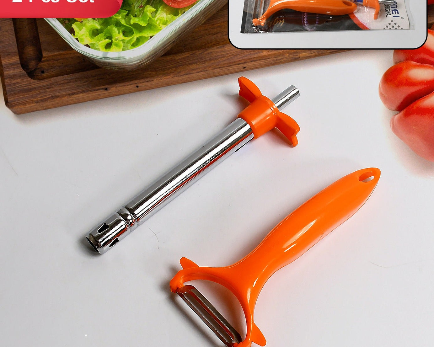 2 in 1 Kitchen Combo Lighter, Stainless Steel Durable Gas Lighter with Vegetable Cutter Peeler, For Kitchen Steel Gas Lighter (2 Pc Set)