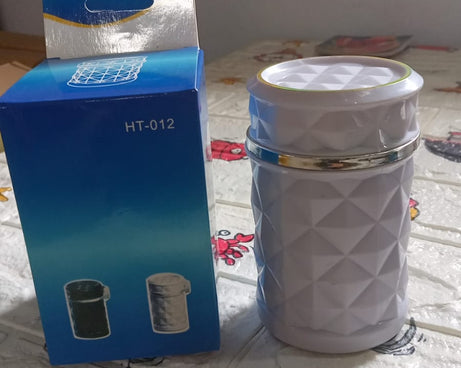 Car Cupholder Travel Ashtray with Lid and LED Light, Portable with Blue LED Light Ideal Decorative Cigar Ash Bucket, Cigarette Ashtray, Car Waste Bin