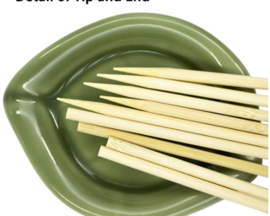 Bamboo BBQ skewers with a wooden texture.