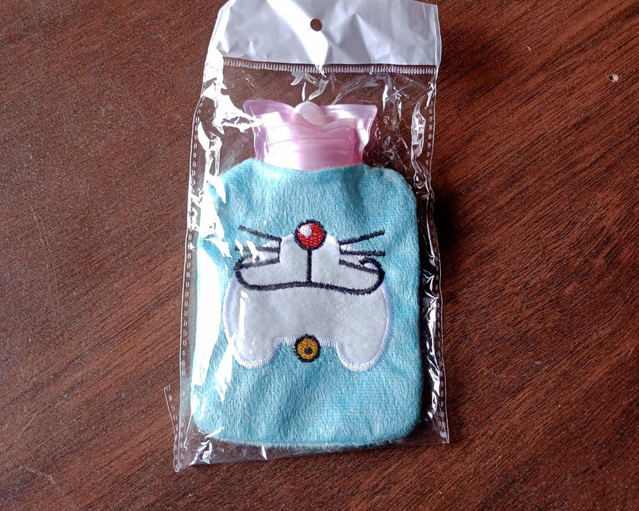 6529 Doremon Cartoon small Hot Water Bag with Cover for Pain Relief, Neck, Shoulder Pain and Hand, Feet Warmer, Menstrual Cramps.