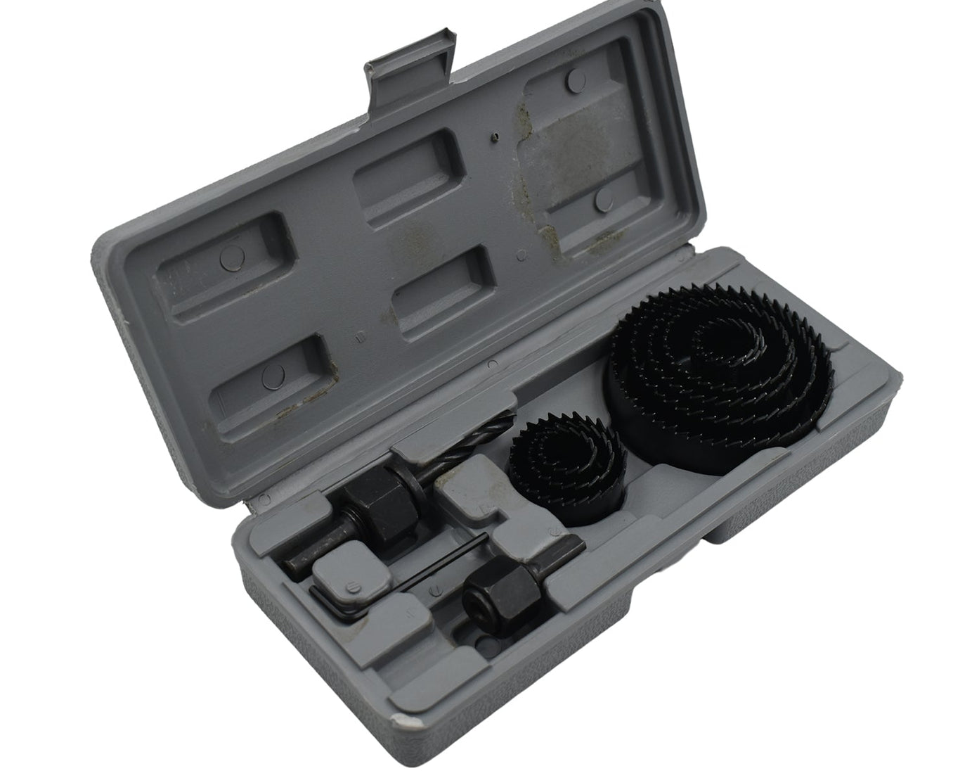 12-piece hole saw kit for drilling various sizes.