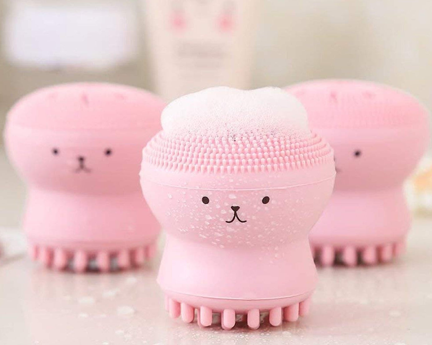 Facial Cleansing Brushes, Cute Octopus Shape Silicone Face Scrubber Massager Skincare Tool (1PC)