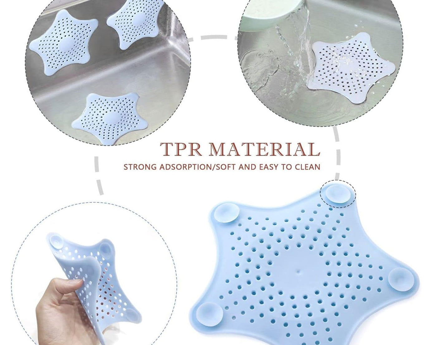 Star Drain Strainer: Catches Hair & Prevents Clogs (Kitchen/Bath)