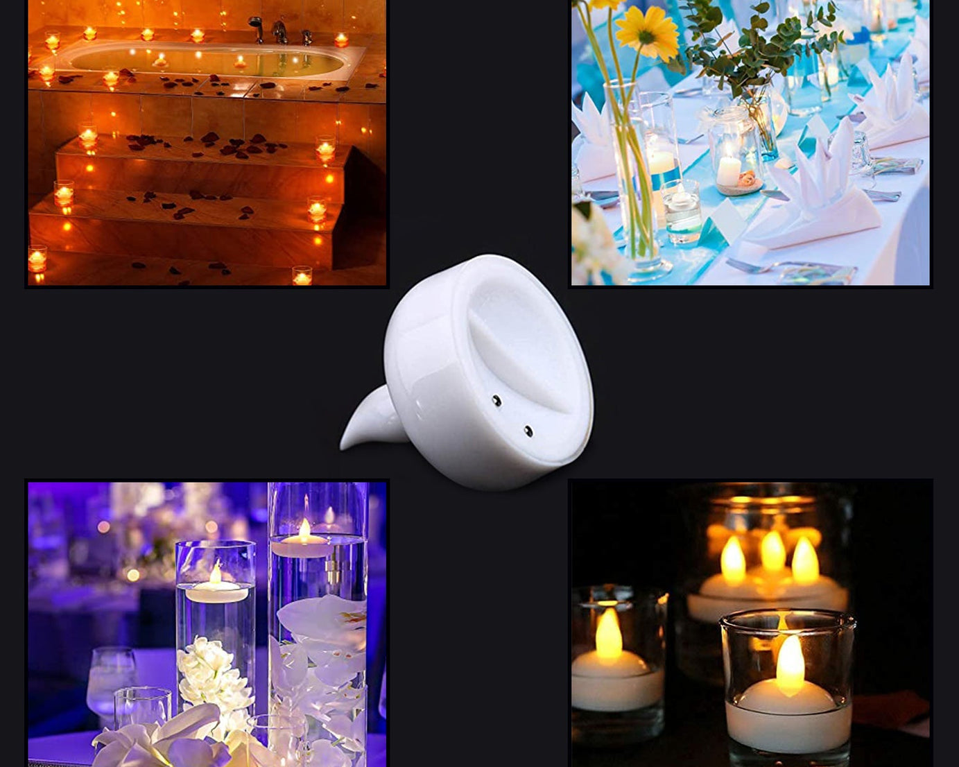 Set of 12 Flameless Floating Candles Battery Operated Tea Lights Tealight Candle - Decorative, Wedding.( Diya , Divo , Diva , Deepak , Jyoti ,)