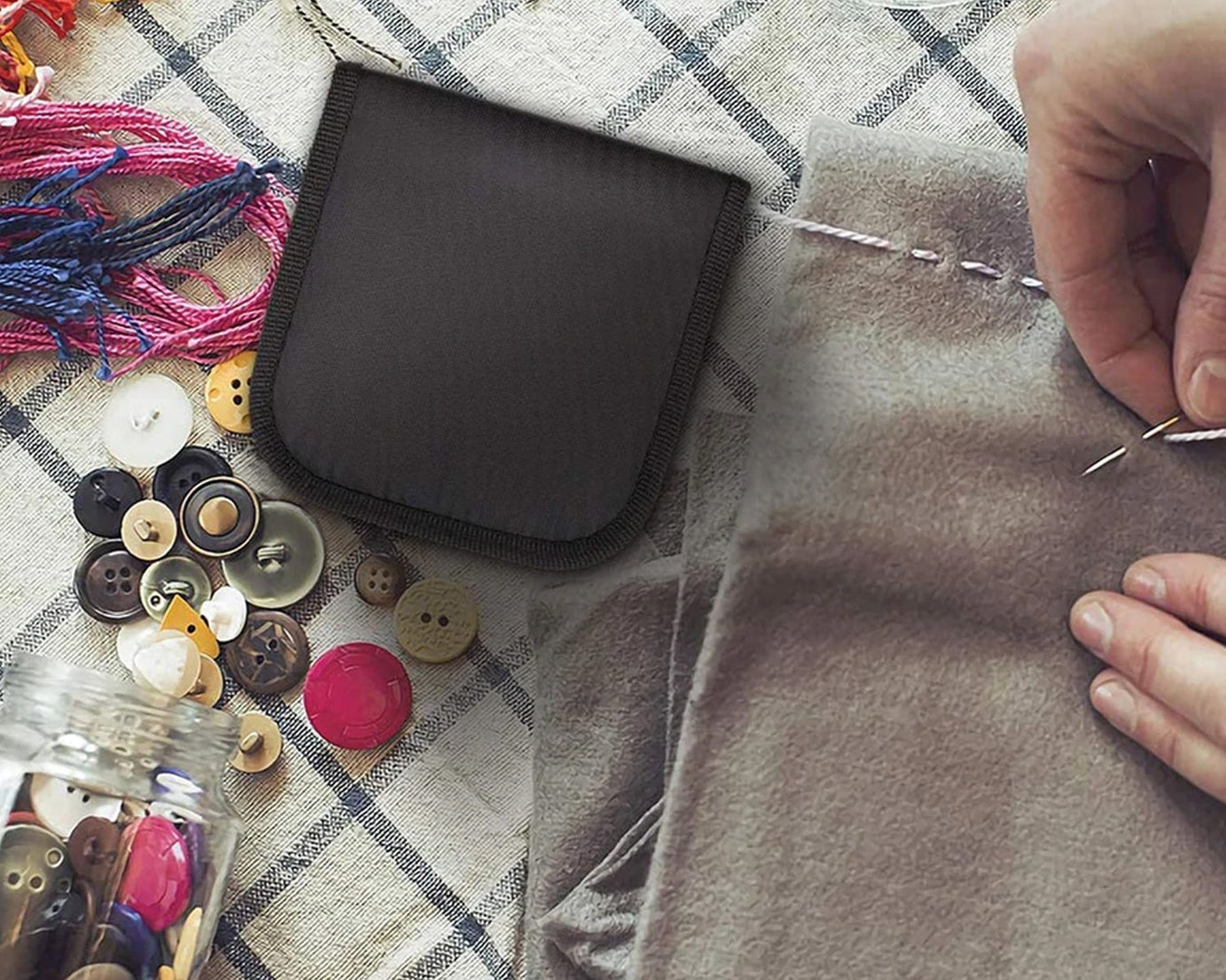 Sewing kit with storage case and tools