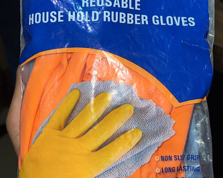 Large orange gloves with reinforced grip